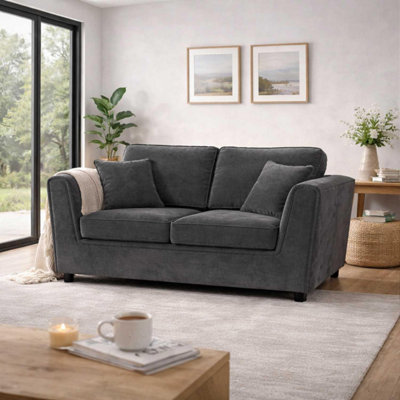 Furnishings For Less UK Ascot Large 2 Seater Sofa Chenille Fabric Charcoal Couch from B&Q