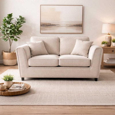 Furnishings For Less UK Ascot Large 2 Seater Sofa Chenille Fabric Beige Couch from B&Q