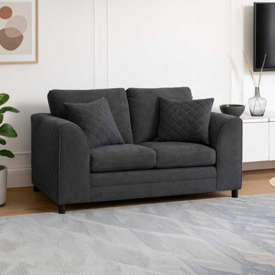 Furnishings For Less UK Quilted Black Chenille Fabric 2 Seater Sofa from B&Q