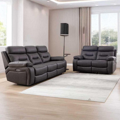 Furnishings For Less UK Renzo Grey Electric Recliner Sofa Suite 3 Seater & 2 Seater Usb from B&Q