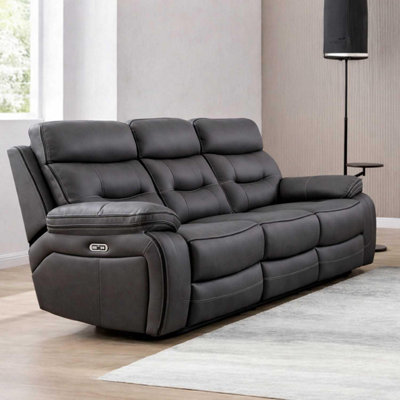 Furnishings For Less UK Renzo Grey Electric Recliner 3 Seater Sofa With Usb Ports from B&Q