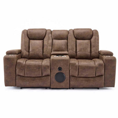 Furnishings For Less UK Juniper Electric Recliner 2 Seater With Usb Cup Holders Brown from B&Q