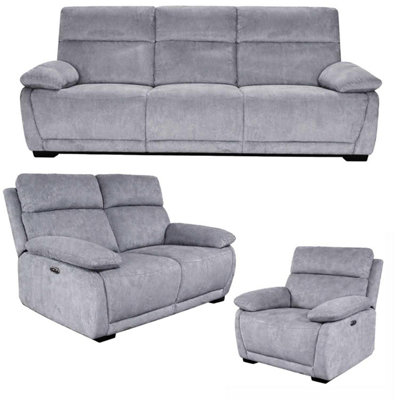 Furnishings For Less UK Piccadilly Electric Recliner Sofa Fabric Power Usb Grey 3 + 2 + 1 from B&Q
