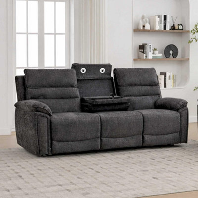Furnishings For Less UK Sicily 3 Seater Sofa Electric Power Grey Chenille Fabric Recliners from B&Q