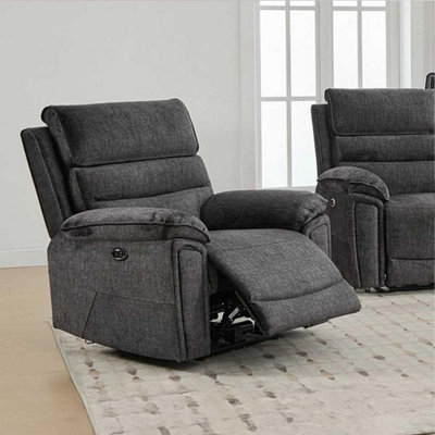Furnishings For Less UK Sicily Armchair Electric Power Grey Chenille Fabric Recliner from B&Q