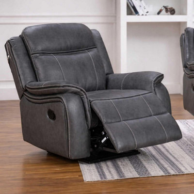 Furnishings For Less UK Tara Reclining Grey Leather Look Manual Armchair from B&Q