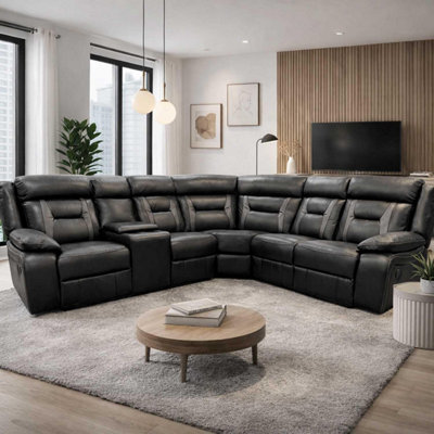 Furnishings For Less UK Nova Black Electric Reclining Corner Sofa Usb Charging from B&Q