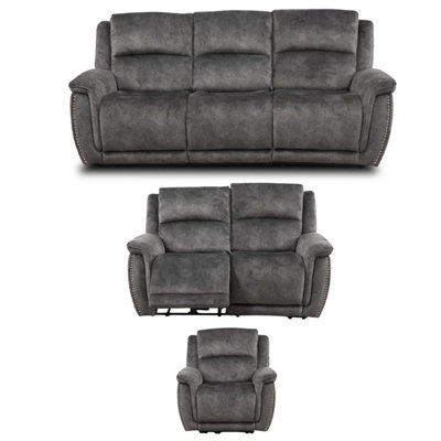 Furnishings For Less UK Mendoza Grey Plush Velvet Electric Reclining 3 Piece Sofa Suite 3 2 1 from B&Q
