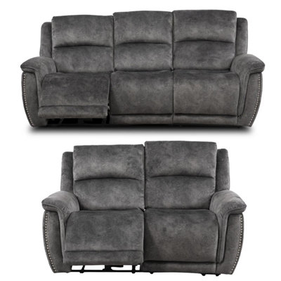 Furnishings For Less UK Mendoza Grey Plush Velvet Electric Reclining 3 + 2 Sofa Suite from B&Q