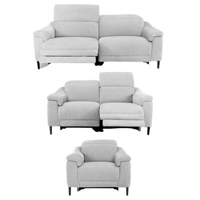 B&Q -  Oscar Electric Reclining 3 Piece Sofa Suite 3 + 2 + 1 Ivory Fabric