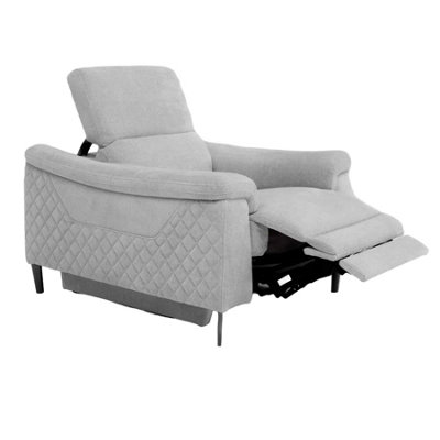B&Q -  Oscar Ivory Fabric Armchair Electric Reclining Sofa Usb Power Headrest