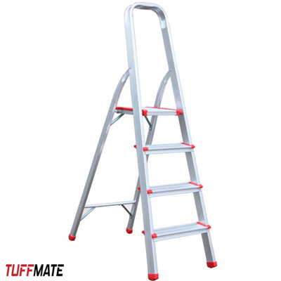  - Step Ladder 4 Step Aluminum Folding Step Ladders Anti Slip Feet Tuffmate