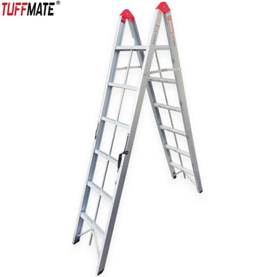 Folding Step Ladder Folds In Half 2M 6 Treads Aluminium Tuffmate from B&Q