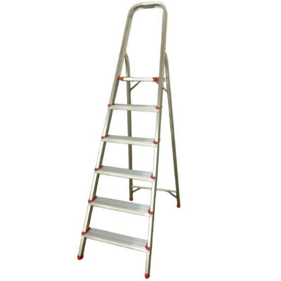  - Step Ladder 6 Step Aluminum Folding Step Ladders Anti Slip Feet Tuffmate