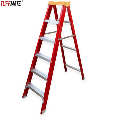 Tuff Mate 6-Tread Fibreglass Step Ladder1.7M Non-Conductive Electrician's Ladder With Tool Tray from B&Q