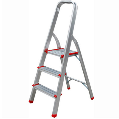  - Step Ladder 3 Step Aluminum Folding Step Ladders Anti Slip Feet Tuffmate