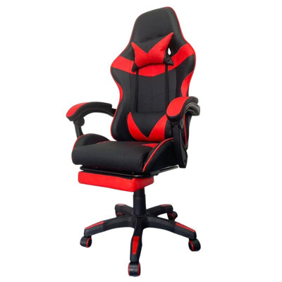 Chair Gaming Office PU Leather Massage Sport Racing Lumbar Headrest Footrest - Image 3