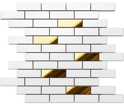 B&Q -  Ceramic Mosaic On Mesh For Bathroom Or Kitchen 298mm X 373mmGold Mine Mat