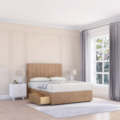 Sloomy 2Ft6 Kansas Divan Bed Base Sand Naples ,no Drawers & 26" Struts HeadboardSmall Single from B&Q