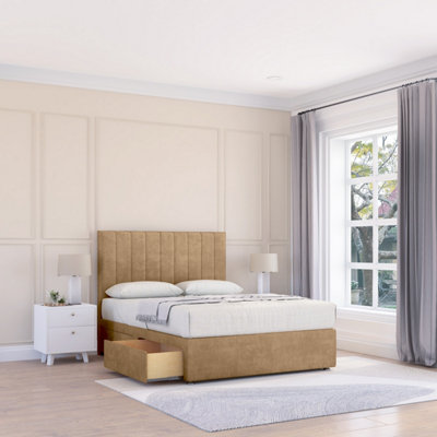 Sloomy 5Ft Kansas Divan Bed Base Latte Dumfries ,no Drawers & 26" Struts HeadboardKing from B&Q
