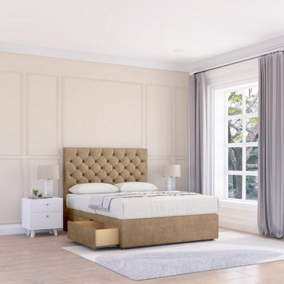 Sloomy 6Ft Mayfair Divan Bed Base Mink Naples ,no Drawers & 26" Struts HeadboardSuper King from B&Q