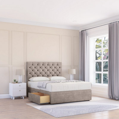 Sloomy 3Ft Mayfair Divan Bed Base Pebble Plush ,no Drawers & 26" Struts HeadboardSingle from B&Q