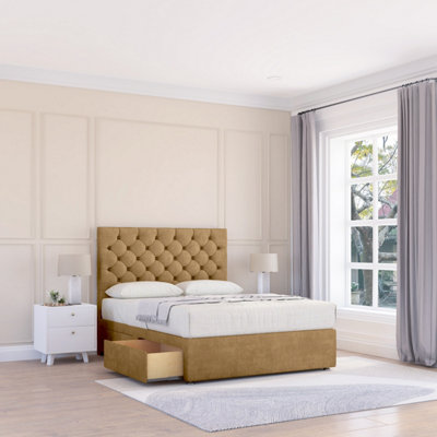 Sloomy 6Ft Mayfair Divan Bed Base Mink Plush ,no Drawers & 26" Struts HeadboardSuper King from B&Q