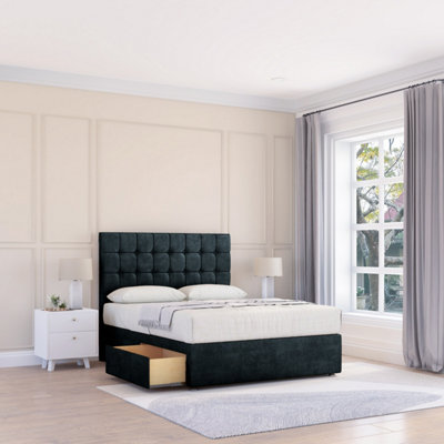 Sloomy 4Ft6  Alabama Divan Bed Base Black Naples ,no Drawers & 26" Struts HeadboardDouble from B&Q
