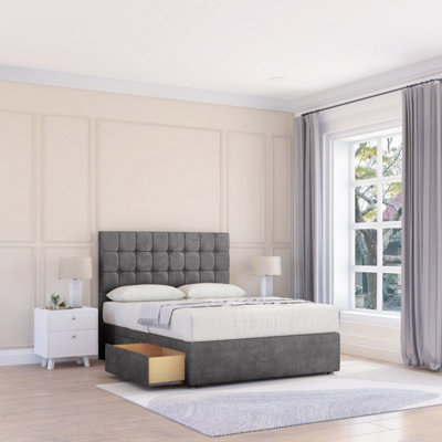 Sloomy 6Ft Alabama Divan Bed Base Steel Plush ,no Drawers & 26" Struts HeadboardSuper King from B&Q