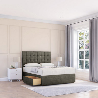 Sloomy 6Ft Alabama Divan Bed Base Pewter Dumfries ,no Drawers & 26" Struts HeadboardSuper King from B&Q