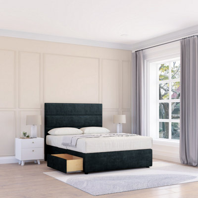 Sloomy 5Ft Texas Divan Bed Base Black Naples ,no Drawers & 26" Struts HeadboardKing from B&Q
