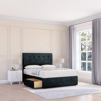Sloomy 4Ft Highbury Divan Bed Base Black Naples ,no Drawers & 26" Struts HeadboardSmall Double from B&Q
