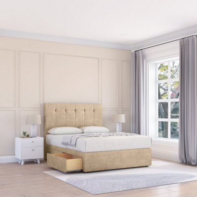 Sloomy 5Ft Highbury Divan Bed Base Almond Coinston ,no Drawers & 26" Struts HeadboardKing from B&Q