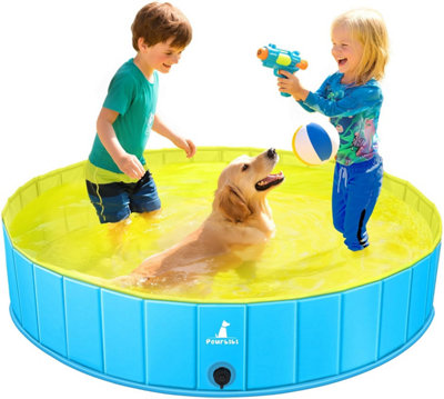 Pourbibi Pvc Foldable Pet Dog Paddling Pool Puppy Swimming Portable Large Bathing Tub For Indoor Outdoor 120 X 30 Cm from B&Q