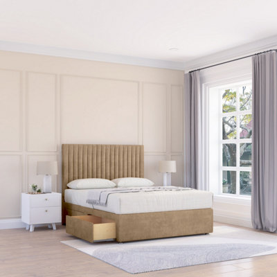 Sloomy 4Ft6 Manhattan Naples Mink Memory Foam Bed Set With 4 DrawersMattress & 26" HeadboardDouble from B&Q