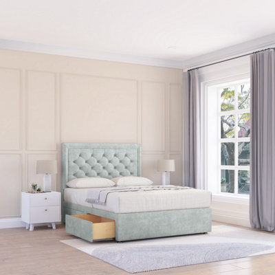 Sloomy 6Ft Montana Naples Silver Memory Foam Bed Set With 4 DrawersMattress & 26" HeadboardSuper King from B&Q
