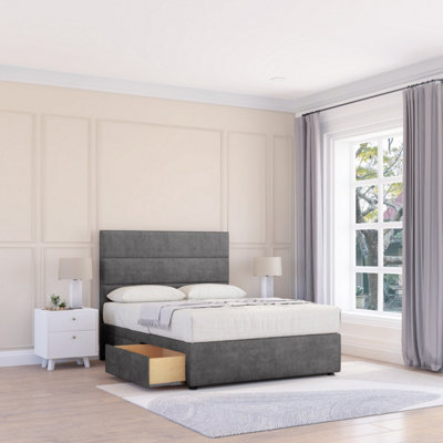 Sloomy 5Ft Texas Plush Steel Memory Foam Bed Set With 2 DrawersMattress & 54" HeadboardKing from B&Q