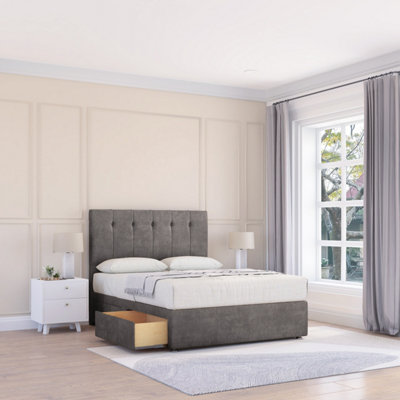 Sloomy 3Ft Jasmine Naples Slate Memory Foam Bed Set With 2 DrawersMattress & 54" HeadboardSingle from B&Q