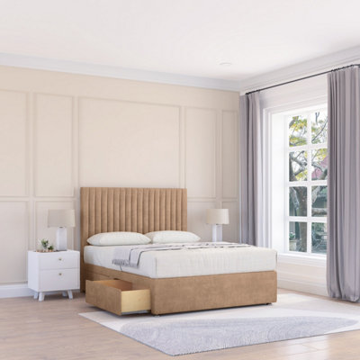 Sloomy 3Ft Manhattan Naples Sand Memory Foam Bed Set With 2 DrawersMattress & 54" HeadboardSingle from B&Q