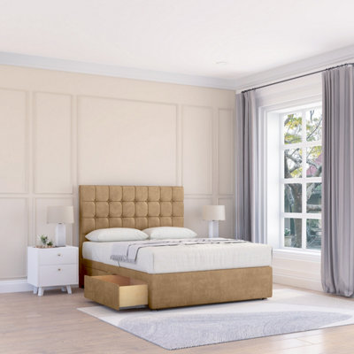 Sloomy 6Ft Alabama Dumfries Latte Memory Foam Bed Set With 2 DrawersMattress & 54" HeadboardSuper King from B&Q
