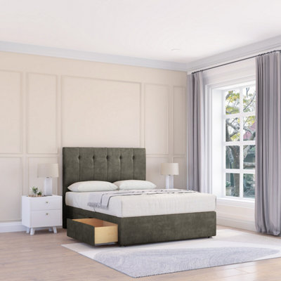 Sloomy 6Ft Highbury Dumfries Pewter Memory Foam Bed Set With 4 DrawersMattress & 54" HeadboardSuper King from B&Q