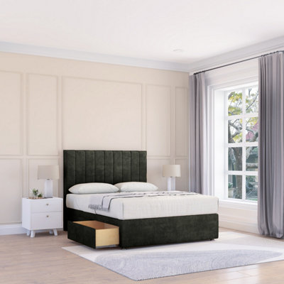 Sloomy 4Ft Kansas Dumfries Graphite Memory Foam Bed Set With 4 DrawersMattress & 54" HeadboardSmall Double from B&Q