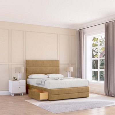 Sloomy 6Ft Monaco Plush Mink Bed Set With 2 Drawers & FootboardMattress & 54" HeadboardSuper King from B&Q