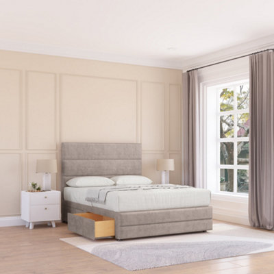 Sloomy 4Ft Monaco Plush Pebble Bed Set With 2 Drawers & FootboardMattress & 54" HeadboardSmall Double from B&Q