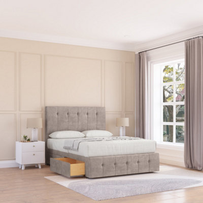 Sloomy 4Ft6 Watson Plush Pebble Bed Set With 2 Drawers & FootboardMattress & 54" HeadboardDouble from B&Q