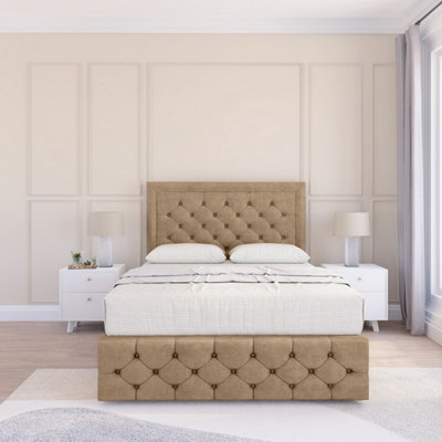 Sloomy 4Ft6 Vienna Naples Mink Bed Set With 4 Drawers & FootboardMattress & 26" HeadboardDouble from B&Q