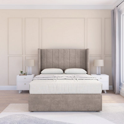 Sloomy 3Ft Falcon Plush Pebble Memory Foam Bed Set With No Drawers Mattress & 54" Wingback HeadboardSingle from B&Q