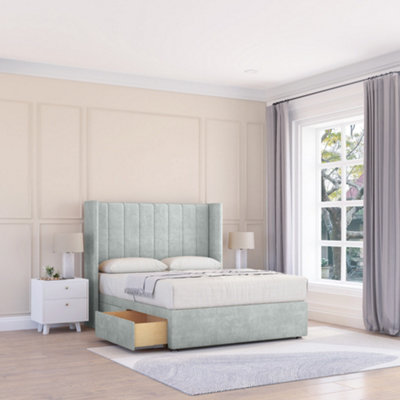 Sloomy 4Ft Falcon Naples Silver Memory Foam Bed Set With No Drawers Mattress & 54" Wingback HeadboardSmall Double from B&Q