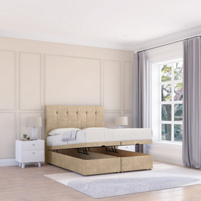 Sloomy Highbury Almond Coniston 4Ft6 Ottoman Bed End Opening With Sprung Memory Mattress & 26" Headboard-Double from B&Q