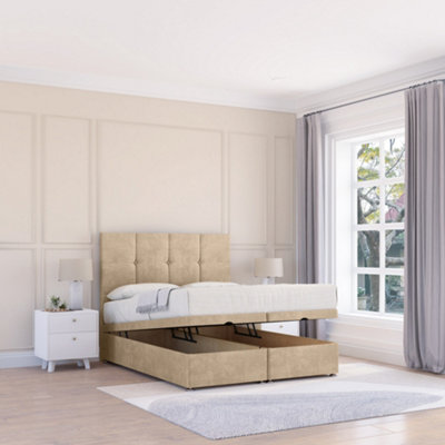 Sloomy Jasmine Almond Coniston 4Ft6 Ottoman Bed End Opening With Sprung Memory Mattress & 26" Headboard-Double from B&Q